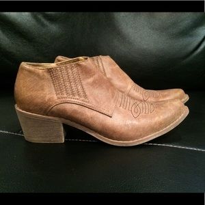Tan cowboy booties